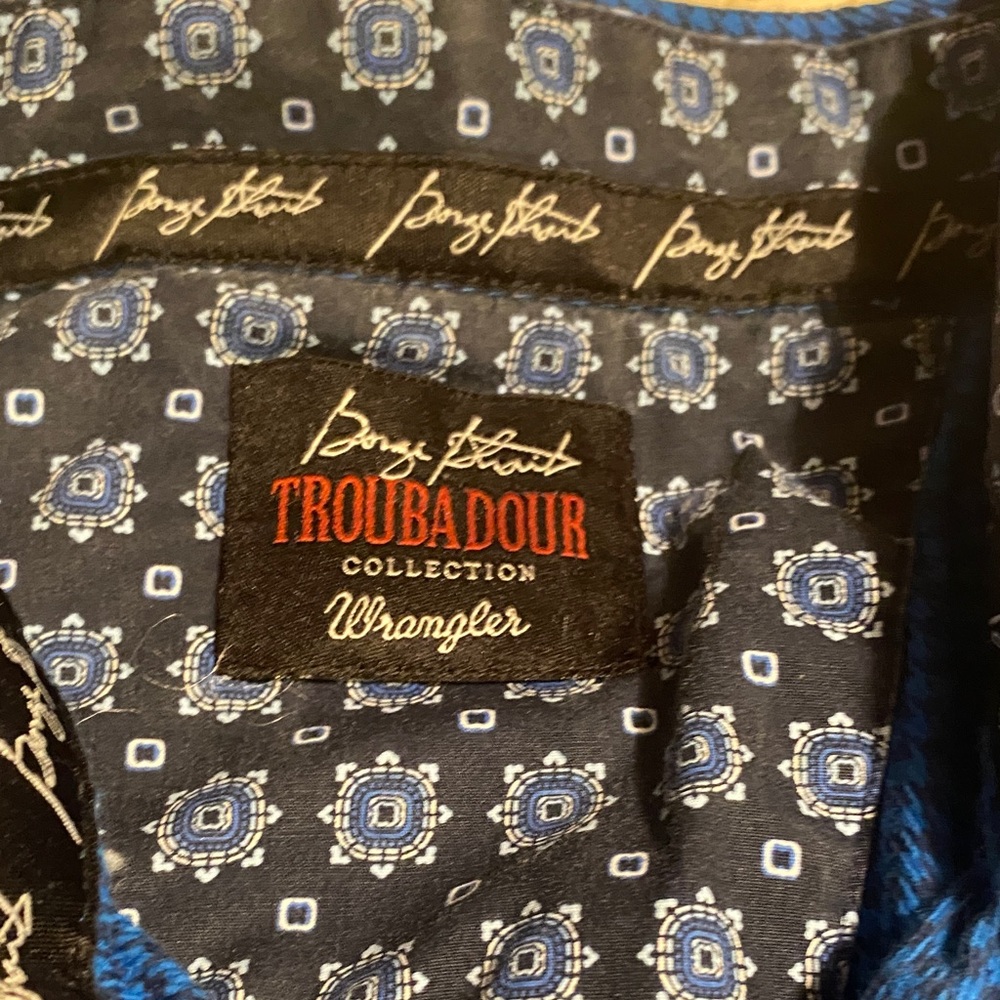 Wrangler George Strait Troubadour Collection Blue Shirt Size Blue Pearl Snap XL